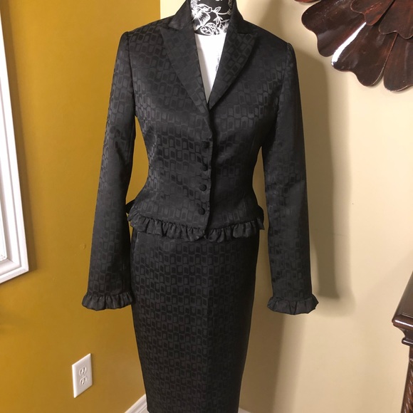 Franco Mirabelli Two Piece Chic Black Suit S4 - Picture 1 of 6